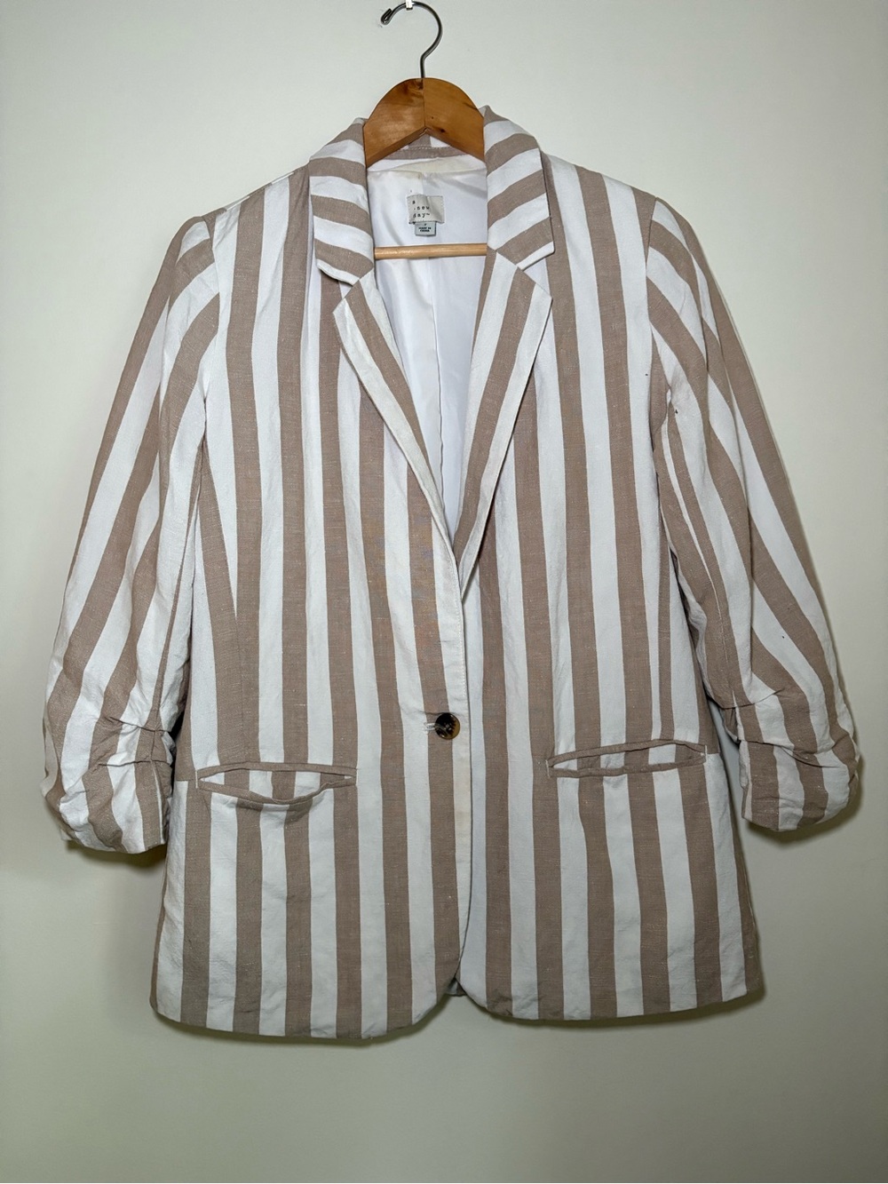 a new day Taupe and White Striped Blazer